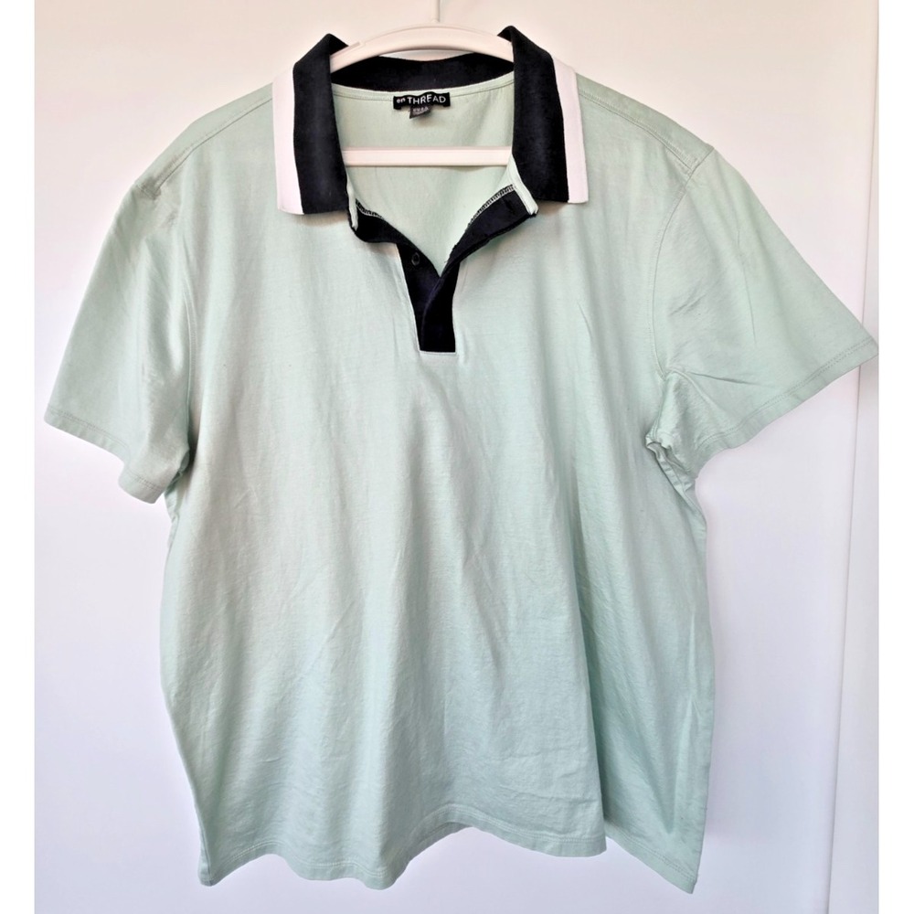 Thread Knit Polo Shirt Black White Stripe Mint Green Preppy Old Money Vacation
